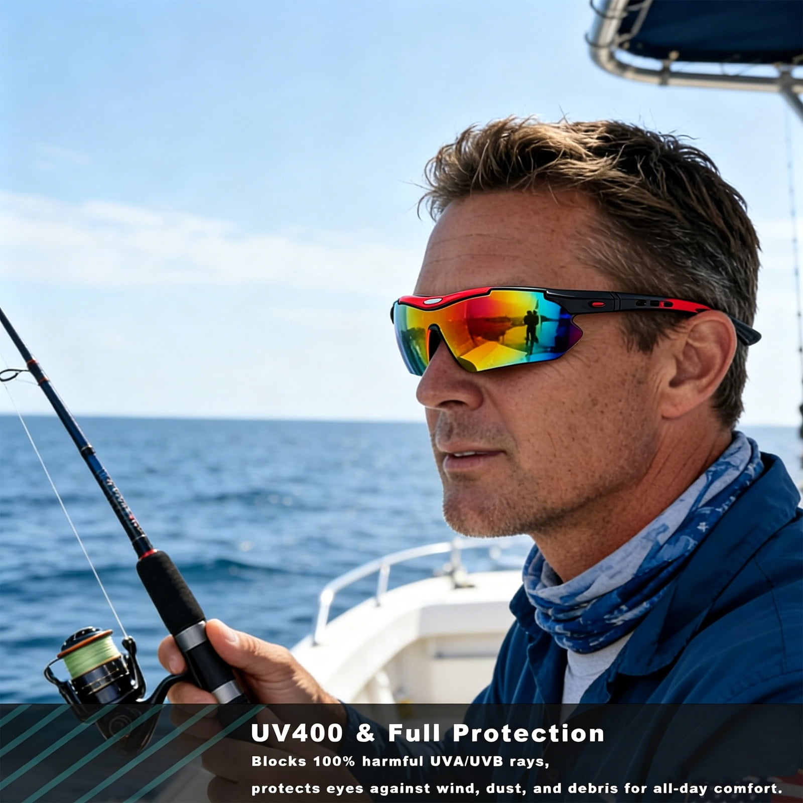 Hmhnsya Polarized Sports Sunglasses with 5 Interchangeable Lenses,Mens Womens Cycling Bike Glasses,Baseball Running Fishing