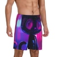 thumbnail image 2 of Pofeuu Neon Toy Cat Reflections Print Men's Soft Woven Elastic Waistband Sleep Pajama Short-3X-Large, 2 of 6