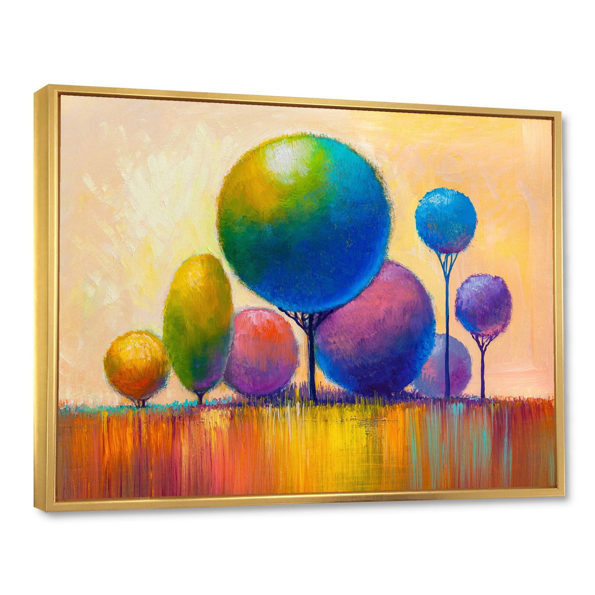 Designart 'Ornamental Colourful Trees VIII' Modern Framed Canvas Wall Art Print