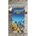 thumbnail image 3 of Ambesonne Fish Quilted Bedspread Set 2 Pcs, Ocean Corals Goldfish, Twin Size, Turquoise, 3 of 3