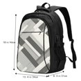 thumbnail image 2 of Travel Shoulder Computer Backpack 18 X 13.4 X 8.3in With Usb Cable And Music Jack Multi-Space Pocket Lightslategray Geometric Lines_3, 2 of 7
