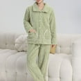 thumbnail image 2 of Riecok Fleece Pajama Sets for Women Winter Lapel Loungewear Set Long Sleeve Button down Shirts and Pants Comfortable Soft Sleepwear, 2 of 6
