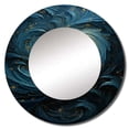 thumbnail image 2 of Designart "Spiral of Blue Fury Waves I" Abstract Spirals Blue Large Round Mirror - Round Office Mirror Wall Decor - Modern Round Printed Mirror - 23" x 23", 2 of 6