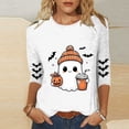 thumbnail image 5 of ZVAVZ Womens Halloween Tee Shirts Crew Neck Ghost Printed Top Cute Pumpkin Graphic Tees Fashion Bad Novelty Holiday T-Shirts White S, 5 of 6