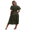 thumbnail image 4 of LYMAYTER Women's Summer V Neck Short Sleeve Dress Bubble Sleeve Ruffle Tiered Bow Tie Maxi Dress S-2XL, 4 of 9