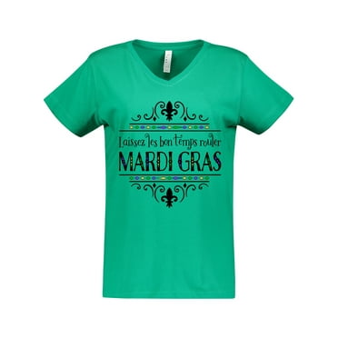 Inktastic Laissez Les Bon Temps Rouler Mardi Gras Women's V-Neck T-Shirt