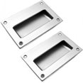 thumbnail image 1 of 2 Pack Moderne Poignée de Porte en Acier Inoxydable Caché Tiroir Encastré Tiroir Rectangulaire Intégré pour Armoire de Cuisine 128X83MM avec 8PCS Vis, 1 of 5