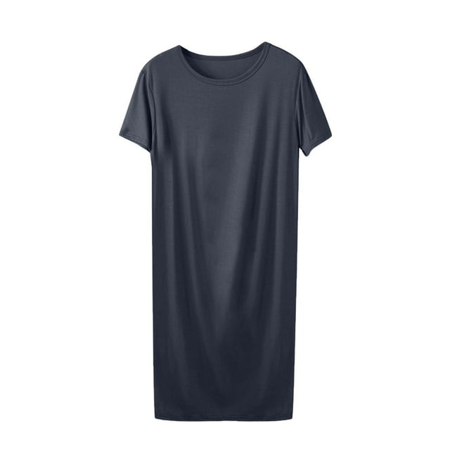 Ohufall Chemises de Nuit pour Femmes Grande Taille à Manches Courtes, Col Rond, Chemises de Nuit Extensibles Fines et Amples, Taille TG-5TG