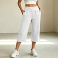 thumbnail image 2 of LEAVINGSUO Wide Leg Sweatpants for Women Winter Casual Solid Color Loose Sweatpants Elastic Waist Pockets White M, 2 of 9