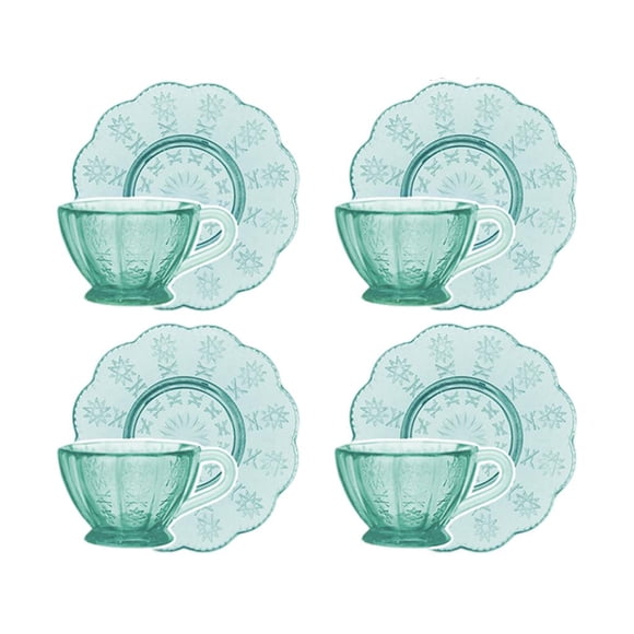 Juego de vajilla con tazas y platillos en miniatura a escala 1:6, modelo de simulación para decoración de cocina. Verde