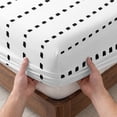 thumbnail image 3 of Twin XL Size Fitted Sheet Set - Black Stripes 2 Piece Bedding Sets 16" Deep Pocket Fitted Sheet with 1 Pillowcases, Geometric Polka Dots Abstract Modern Art Brushed Microfiber Hotel Luxury Bed Sheets, 3 of 9