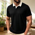 thumbnail image 6 of IhhxPro Men's Color Block Collared Shirt Quick Dry Short Sleeve Black T-Shirt Casual Golf Athletic Performance Slim Fit Summer XS-XL, 6 of 9