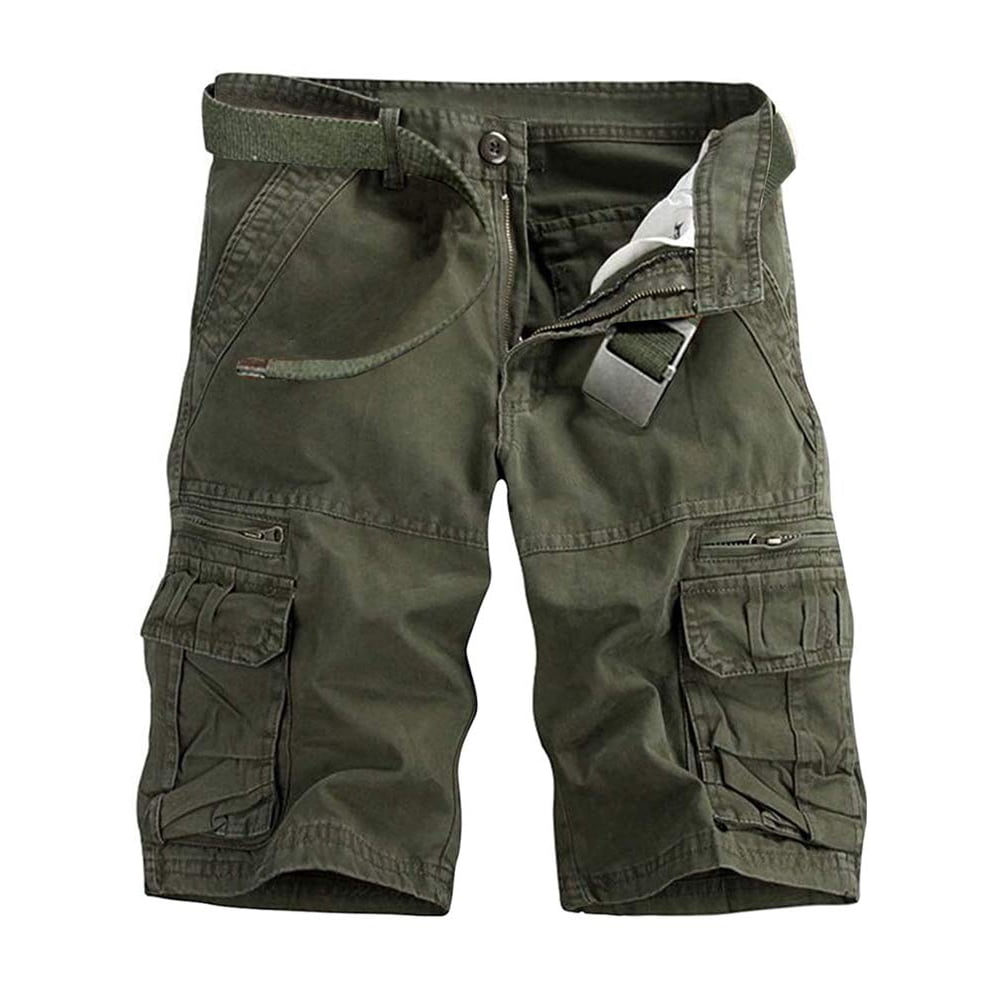 TRGPSG Men's Cotton Casual Cargo Shorts with Multi Pockets(No Belt ...