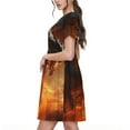 thumbnail image 2 of Rocae Fiery Dragon Of Chaos for Dresses Summer Casual Ruffle Short Sleeve Cute Crew Neck Flowy Dress with Pockets, 2 of 6