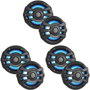 Kenwood XM77BL 7.7" LED Marine Speakers Black (6 Pack) 2-Way Coaxial – Pontoon & Center Console Boat Speaker Upgrade System