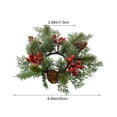 thumbnail image 3 of 10in Christmas Candle Ring Centerpiece - Artificial Pine Branches,Red Berries & Pinecones - Festive Holiday Table Decor for Parties,Home Décor & Gift Ideas, 3 of 9