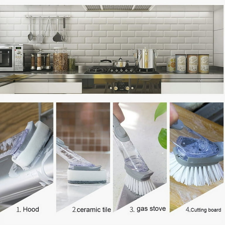 1~3PCS Kitchen Wash Pot Dish Brush With Dispenser Liquid Filling