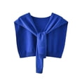 thumbnail image 2 of Women's Fashion Sweater Knitted Knotted Shawl Wraps Cape Tops Blouses (Dark Blue), 2 of 9