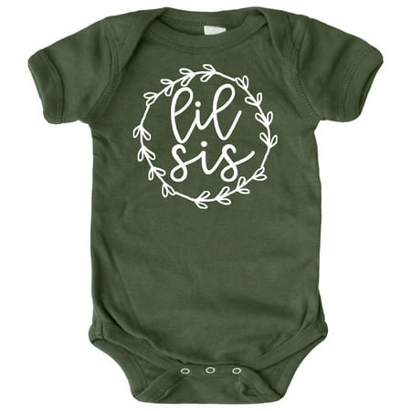 

Olive Loves Apple Big Sis Lil Sis T-Shirts and Bodysuits for Baby and Toddler Girls Sibling Outfits Military Green Bodysuit 12 Months