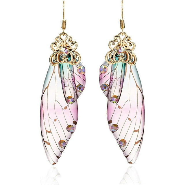 UBIUO Butterfly Wing Drop Dangle Earrings Gold Plated Crystal Rhinestone for women girls wedding Jewelry