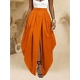 thumbnail image 3 of Orange Oversized Pleated Maxi Skirt With Front Slit, Elegant Resort Style For Daily Wear And Parties, 3 of 7