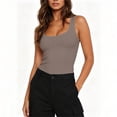 thumbnail image 4 of BSDJILFG Juniors Ribbed Tank Tops Sleeveless Y2K Crop Top V-Neck Wide Straps Comfy Short Cami Shirt, 4 of 6