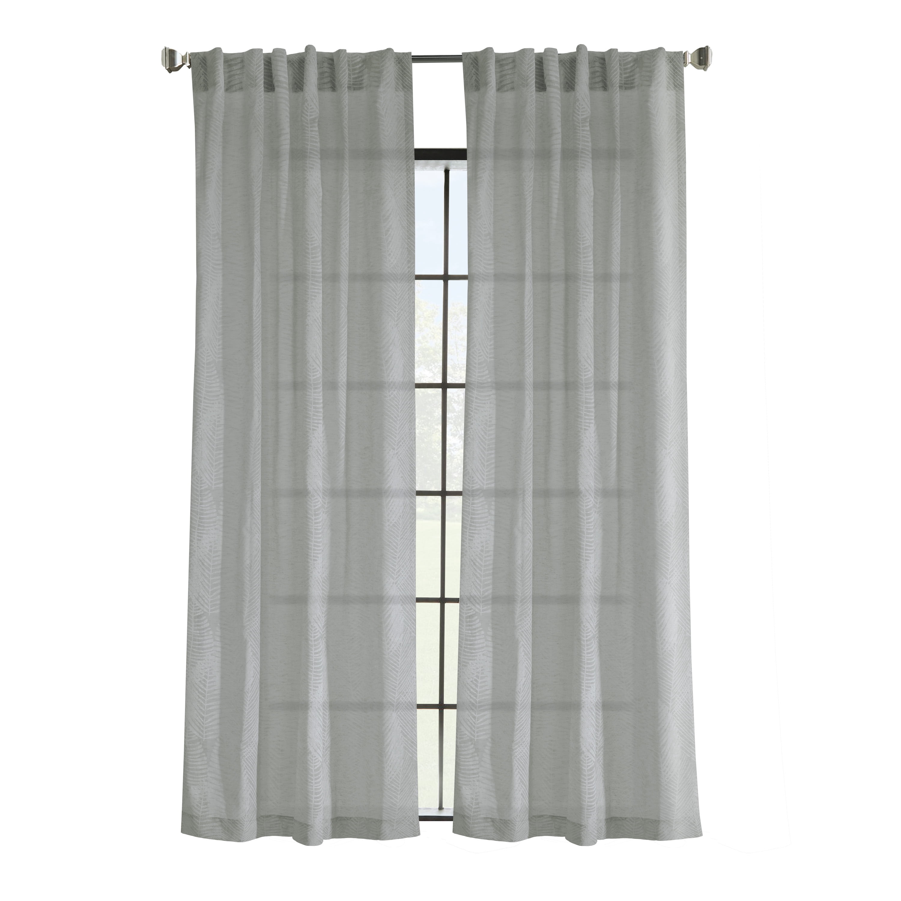Troy Faux Linen Dual Header Printed Curtain Panel 52" x 95" in Grey