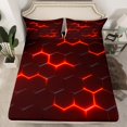 thumbnail image 1 of Erosebridal Gradient Geometric Fitted Sheet Full, Red Fitted Sheet Set Full, Abstract Striped Room Decor 3pcs（No Top Sheet）, 1 of 6