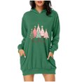thumbnail image 1 of Pisexur Robes pour Femmes Imprimé Arbre de Noël Sweat à Capuche Robe de Soirée Décontractée Manches Longues Mini Robes de Vacances d'Automne pour Femmes avec Poches, 1 of 3