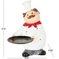 thumbnail image 3 of 11" x 13" White Polystone Kitchen Decorative Figurine Chef Sculpture with Black Tray, by DecMode, 3 of 9