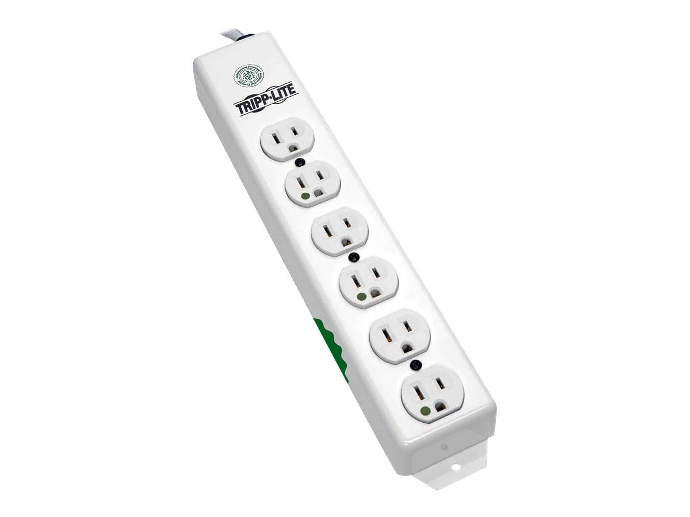 Tripp Lite Power Strip for Nonpatient Care Areas, 6 Outlets, 6 ft Cord, White