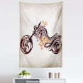 thumbnail image 1 of Brown Orange Tapestry, Motorbike Shape with Curvy Lines Floral Ornamental Design Art, Fabric Wall Hanging Decor for Bedroom Living Room Dorm, 5 Sizes, Warm Taupe Burgundy, by Ambesonne, 1 of 1