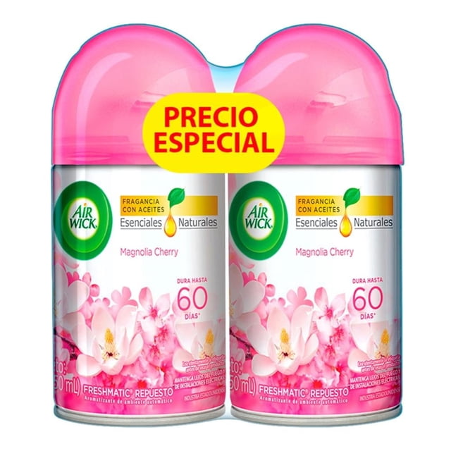 Repuesto de aromatizante ambiental Air Wick freshmatic magnolia cherry 2 pzas de 250 ml c/u