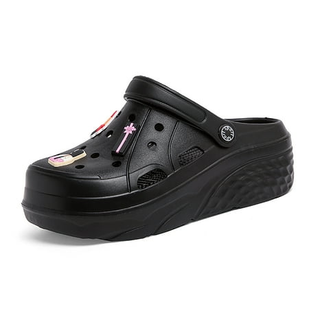 Cyiecw Women s Platform Clogs Slip On Garden Shoes Summer Non-Slip Beach Sandals Slippers