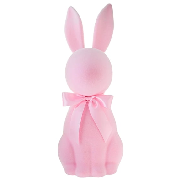 Easter Bunny Decor,Flocked Bunny,Easter Flocked Bunny Figurines with Bow Tie,8IN Flocked Easter Bunny Decor, Spring Tables Decoration Centerpieces Indoor Easter Decorating Bunnies(Pink)