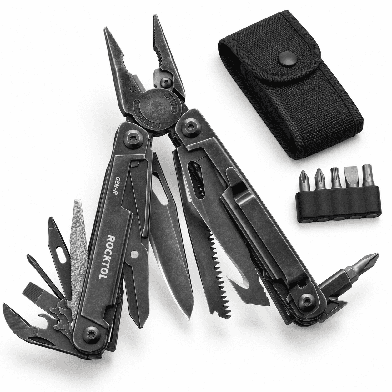 Gen-r Rb Multitool Pliers Vg10 27-in-1 Multi-tool Edc Pocket Retro Black Finish Precision Gut Hook Forpacking Hiking Camping