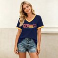 thumbnail image 5 of Women's Football Graphic T-Shirt, Women's Fashion V-Neck Short Sleeve T-Shirt with Letter Print for Casual Wear for Soccer Tournament 2026 Navy Size: L, 5 of 5