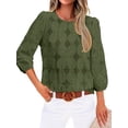 thumbnail image 3 of WIHOLL Blouses for Women Lace Tops Dressy 3/4 Length Sleeve Business Casual Outfits Vacation Spring Summer Clothes, 3 of 11