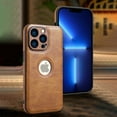 thumbnail image 4 of Logo View for iPhone 16 Pro Max Case, Slim Premium Vegan Faux Leather Classic Luxury Elegant Thin Cover, Shockproof Full Protection - 6.9 inch (Brown), 4 of 11
