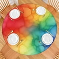 thumbnail image 2 of Colorful Tie Dye Cloud Shape Pattern Round Fitted Tablecloth with Elastic Edge,Dining Table Cover Waterproof,Outdoor Round Tablecloth for Camping,Dining,Indoor and Outdoor, 2 of 7