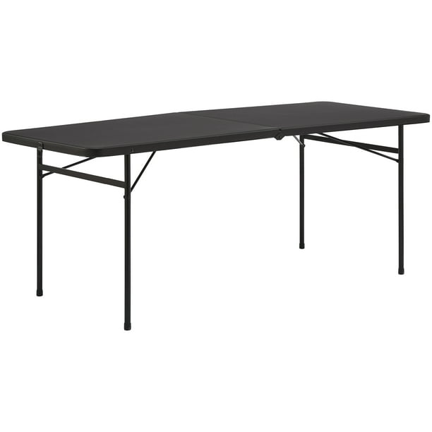 Bi Fold Plastic Folding Table Black, Mainstays 6 Foot Folding Table Weight Capacity