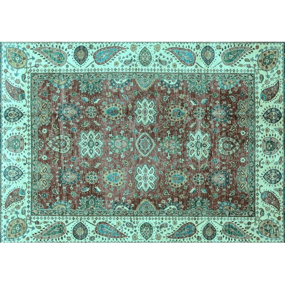 Ahgly Company Indoor Rectangle Oriental Light Blue Traditional Area Rugs, 3' x 5'