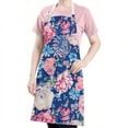 thumbnail image 5 of Pioneer Flower Floral Print Pattern Apron-Garden Aprons for Women with Pockets-Cotton Linen Waterproof Kitchen Cooking Gardening Aprons Adjustable for Kitchen,Cooking,BBQ and Salon 33x27 Inch, 5 of 7