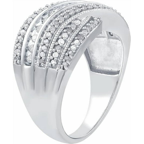 Gilded 1/2 CTW Natural Diamond Marqauee Cluster Shaped Ring with Miracle Plating, Sterling Silver, Size 4 to 10, Elegant & Ethical Jewelry for Women, Gift Box Included