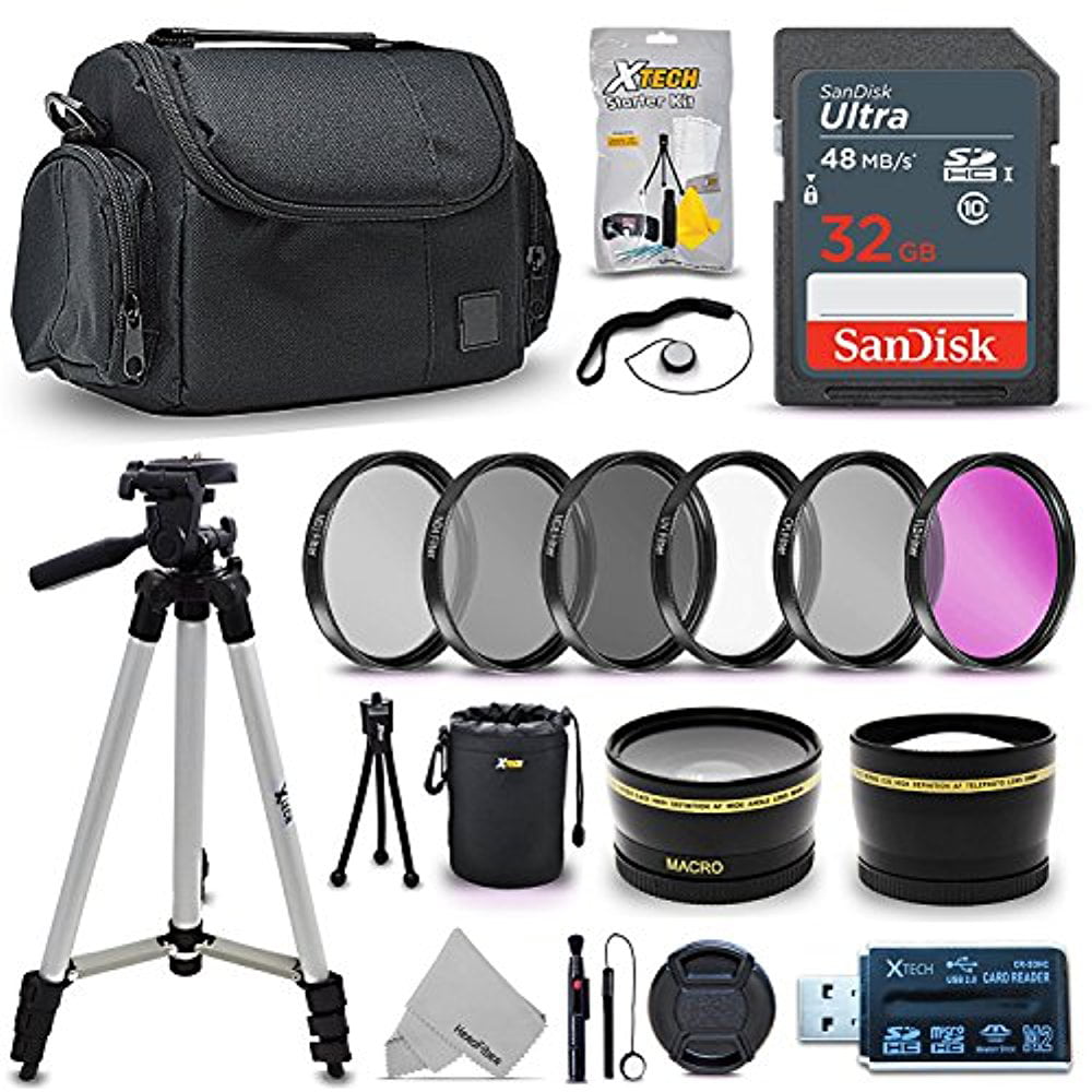 77D Xtech Accessory Kit for Canon Rebel T7 Accessories Bundle 72” Tripod T5i SL1 T6i T5 SL2 T6 EOS 70D Case 80D 90D DSLR Camera Includes 58mm Wide / 2X Telephoto Lens T7i SL3 Filters