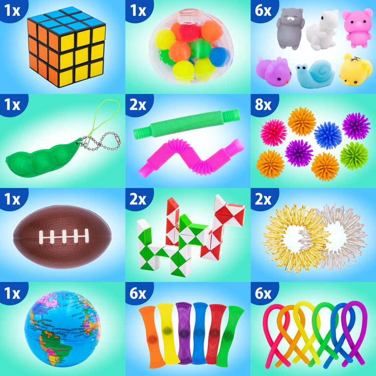 Sensory Toy 6 Pack, Shapes Learning Toy, Fidget Stress Toys for Autism/  Anxiety Relief for Adults, Unique Stocking Stuffers (Shape)
