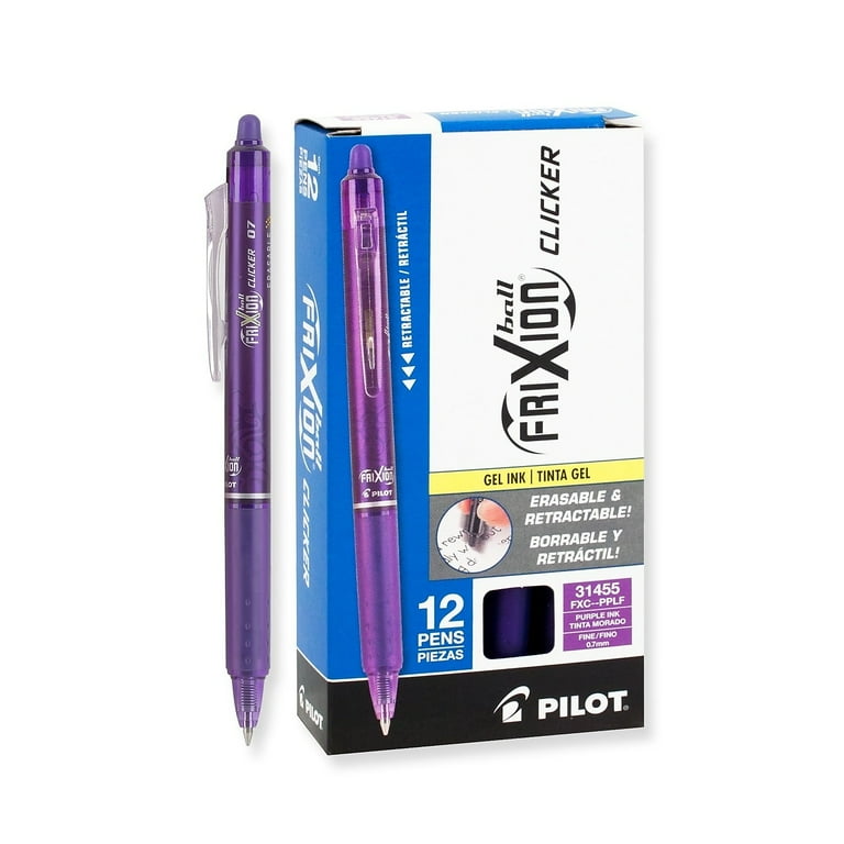 FriXion Clicker Erasable Gel Pen, Retractable, Fine 0.7 mm, Purple Ink, Purple Barrel, Dozen FriXion Clicker Erasable Gel Pen, Retractable, Fine 0.7 mm, Purple Ink, Purple Barrel, Dozen