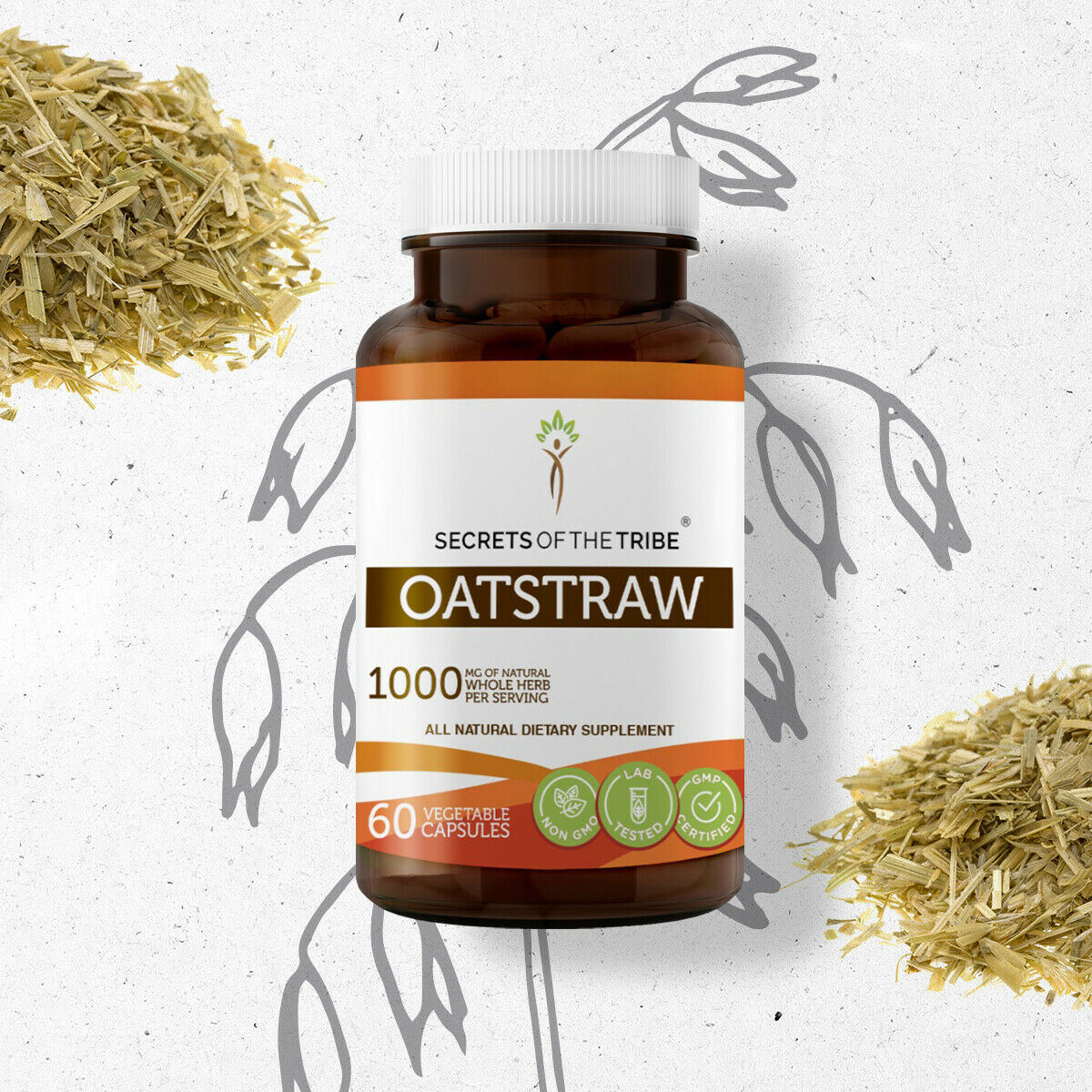 Secrets of the Tribe Oatstraw 60 Capsules, Organic Avena Sativa