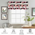 thumbnail image 3 of Rod Pocket Window Valances Country Pink Rose Flowers Short Kitchen Curtains Floral on Black White Striped Window Treatment Drapes for Bedroom Bathroom Living Room 42x12In,1 Panel, 3 of 9