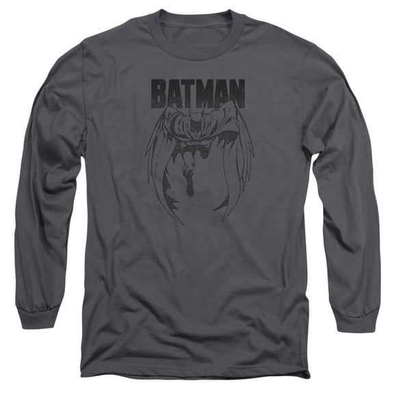 Batman Grey Noise Long Sleeve Adult 18/1 T-Shirt Charcoal